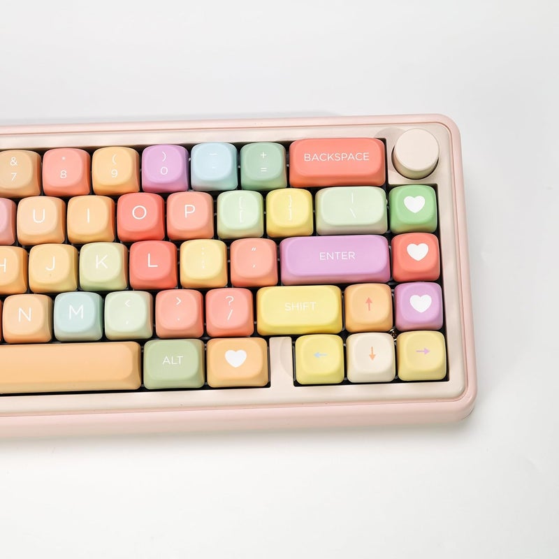 YMKPVR KBDiy Rainbow Candy Soft Macaron Pastel Keycaps Set, 133 Keys PBT Sublimation Custom keycaps for Mechanical Keyboards, Fits ANSI Layout 60%-Full-Sized Keyboards(KOA Profile) - Image 5
